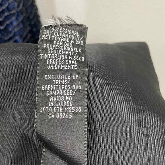 Monique Lhuillier Crochet Black Dress Womens Size 6 Blue Shimmer Mermaid - Picture 13 of 13